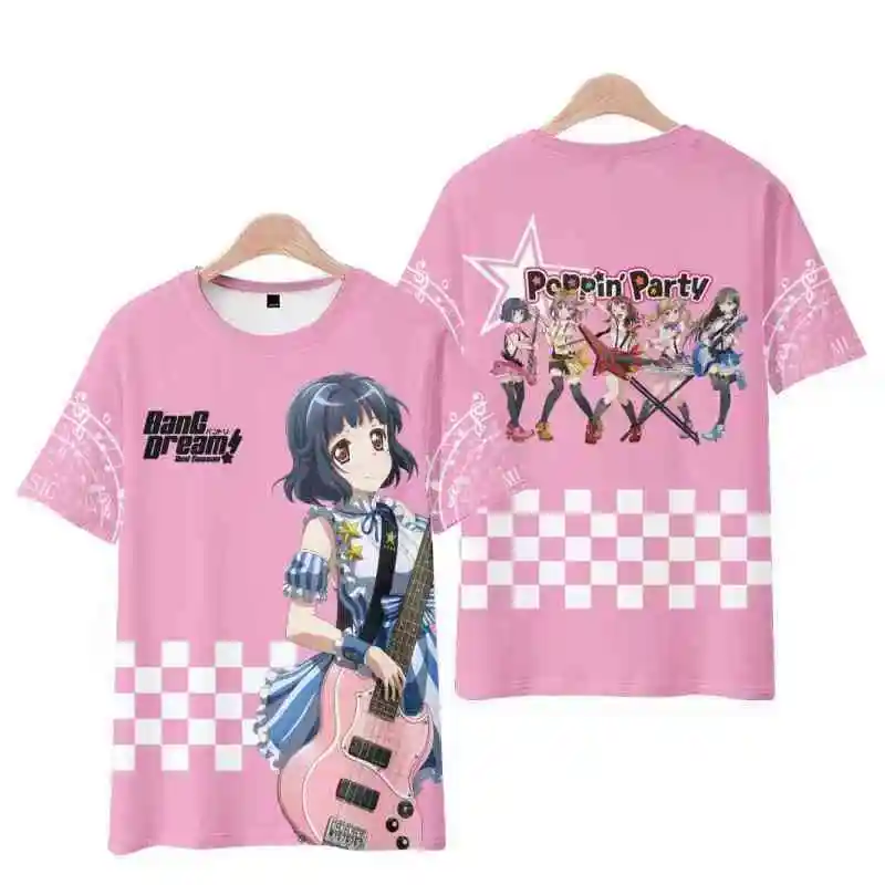 BanG Dream! T-shirt Girl Band Poppin' Party Rimi Arisa 3D Print Anime Tshirt For Men Women Short Sleeve Tee Harajuku Kid Y2k Top