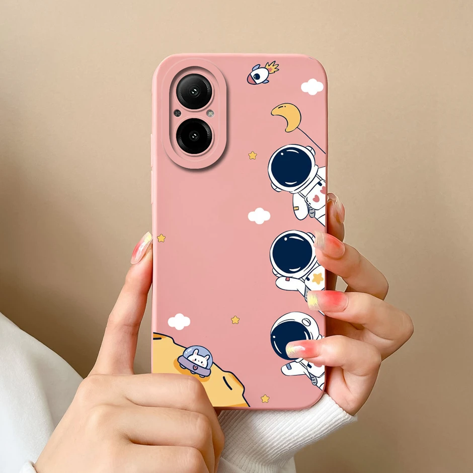 Oppo Realme C67 실리콘 케이스, 귀여운 소녀, 아름다운 꽃, 사각형, 충격 방지 커버, Oppo Realme C67, 4G