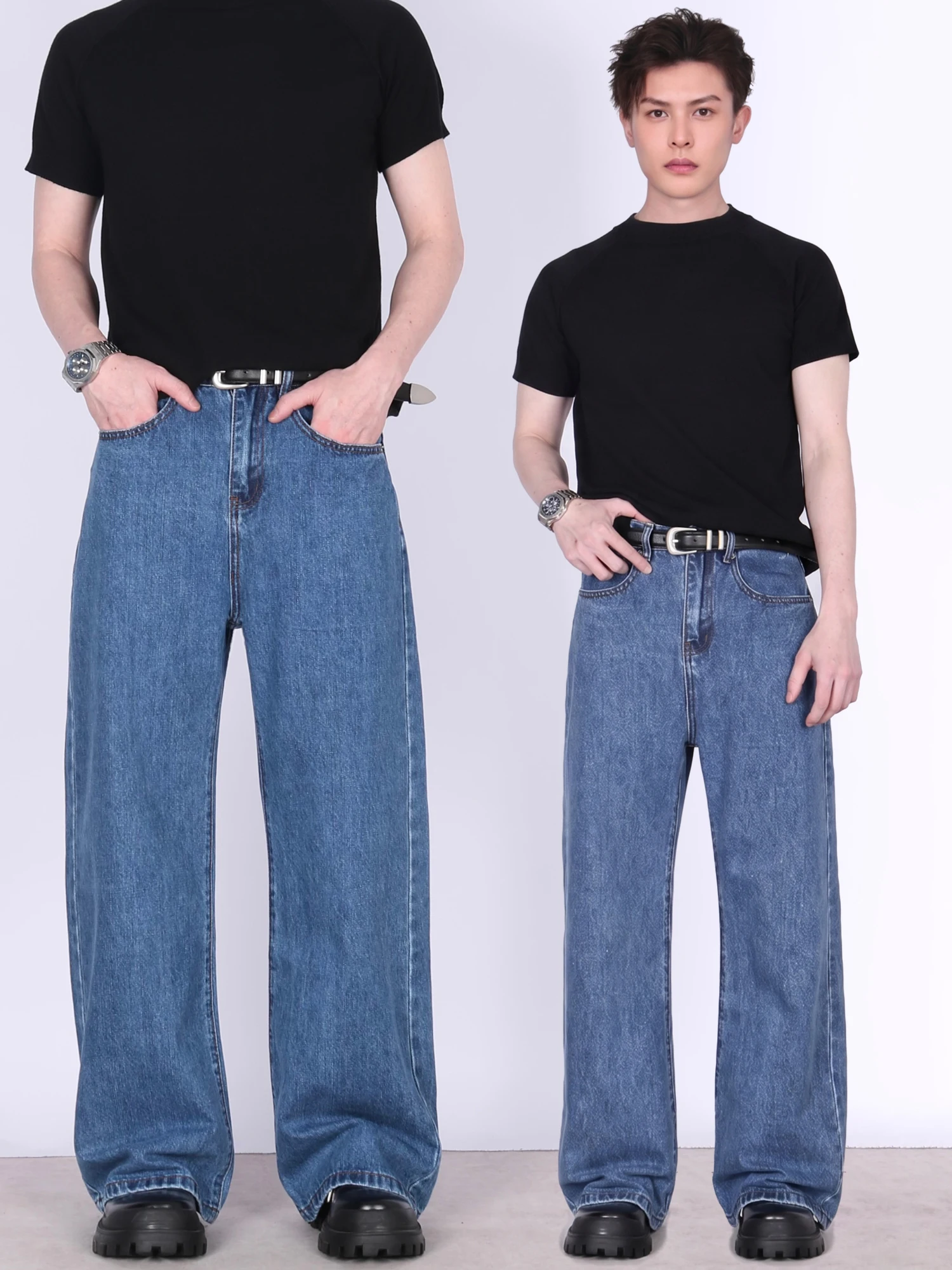 Calças Jeans Americanas Retrô JEM para Homens e Mulheres, Tendência de Verão, Corte Reto, Slim Fit, Cintura Média, Algodão e ...