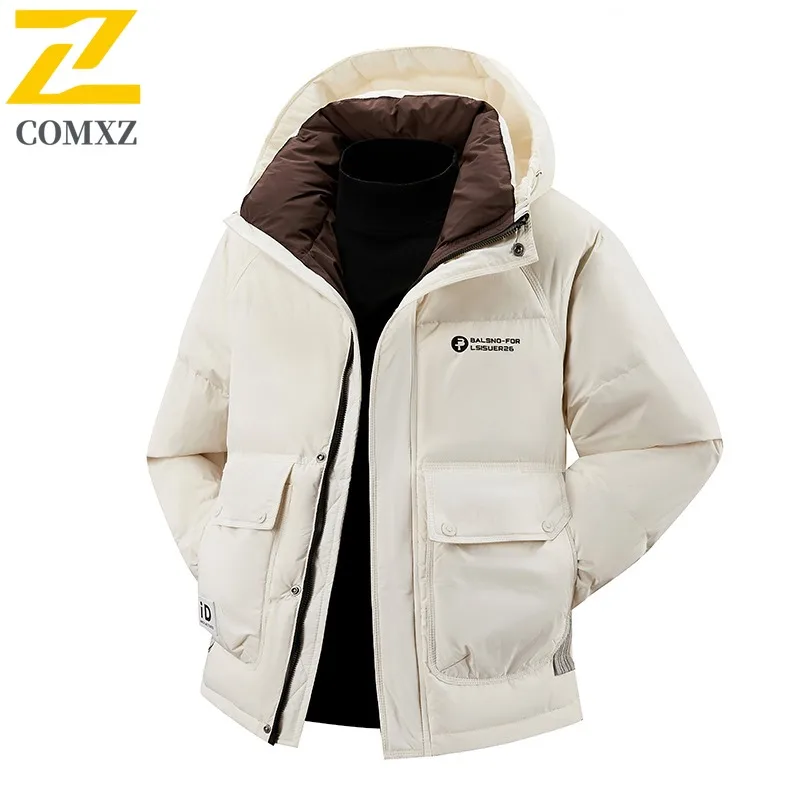 

COMXZ Comfortable Puffer Jacket Versatile Solid Color Minimalist Street Down Jacket Snowy Stylish Winter Jacket Men's Clothing