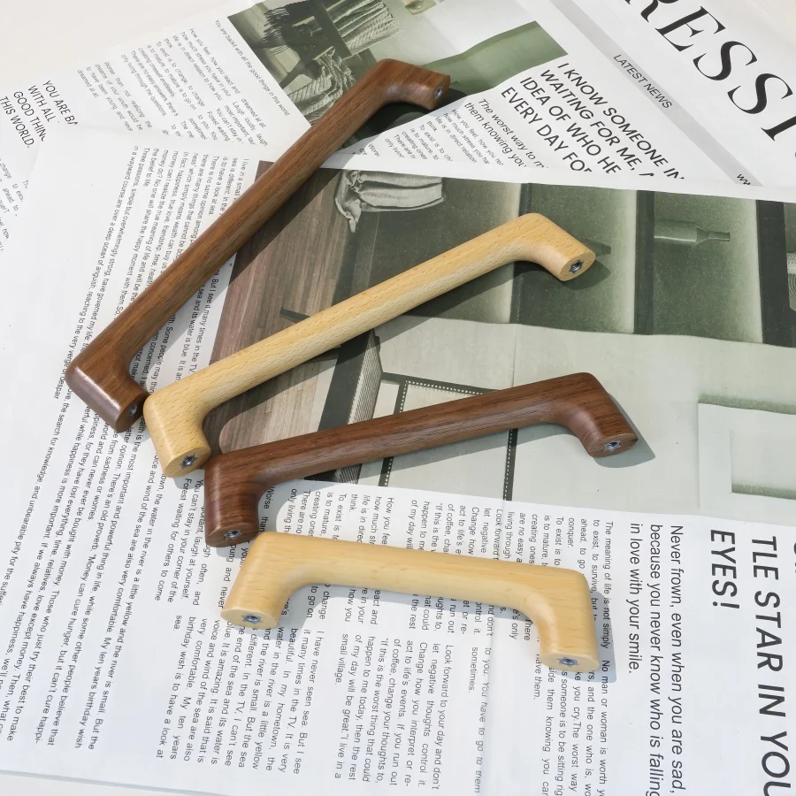 

Nordic Wood Drawer Handle Kitchen Cabinet Wardrobe Dresser Bedside table Pulls Furniture Handle Hardware Solid Furniture Handles