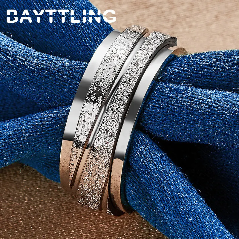 Real 925 Sterling Silver 7/8/9/10# Frosted Men Ring For Fashion Punk Woman Charm Party Wedding Couple Gift Party Jewelry