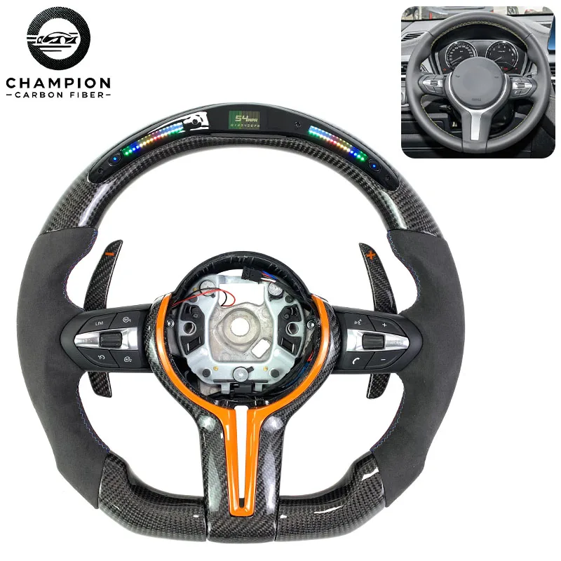 

Car Steering Wheel for BMW F18 F20 F30 F32 F34 F80 F82 F87 F22 F23 Racing Sports LED Display Leather Carbon Fiber Steering Wheel