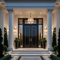 Sixinalu Double Casement Door Exterior Entrance Door Front Entry Security Storm Main Doors Spliced Aluminum Home Decor Custom 6