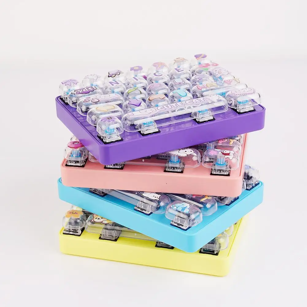 26 Keys Mechanical Keyboard Toy Hangable Creative Stress Relief Fidget Toy Clear Key Sounds Gift Toy Bag Pendant Charm