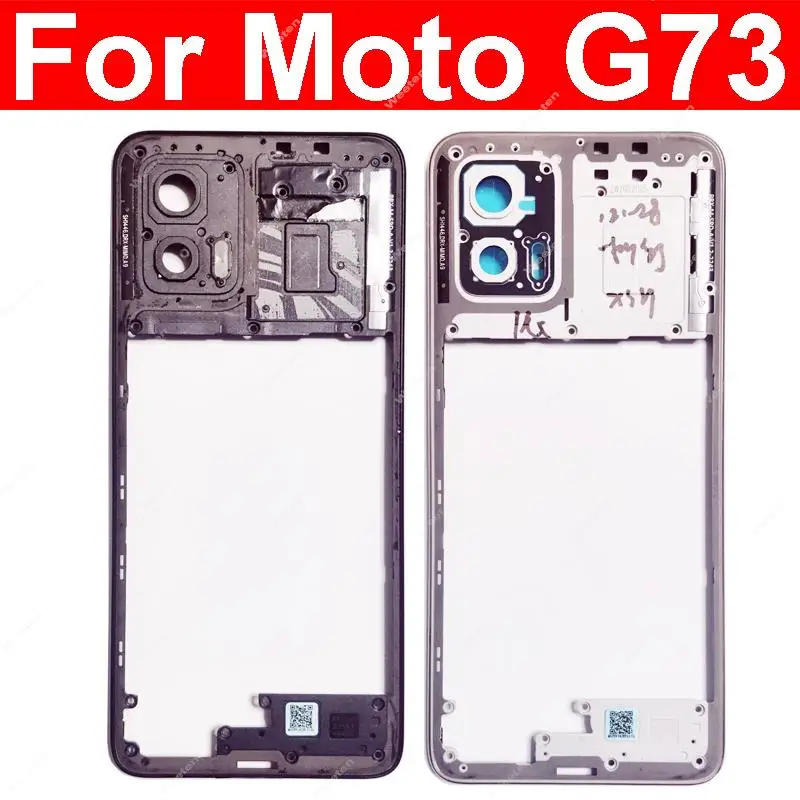 

Middle Housing Frame For Motorola Moto G73 Middle Frame Without Lens Frame No Side Button Cover Bezel Panel Flex Cable Parts