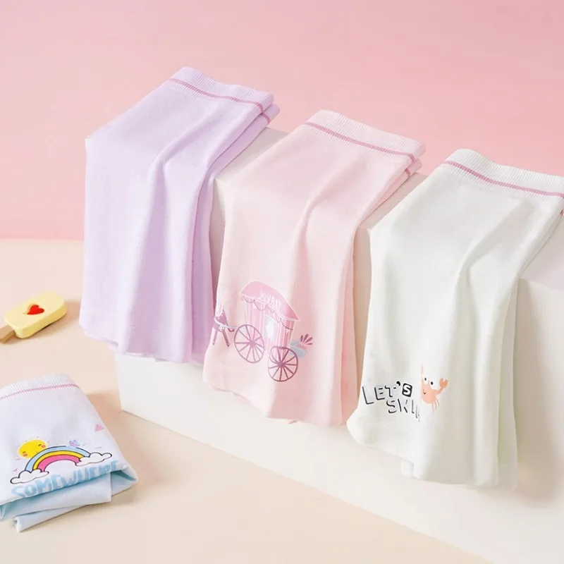 

4PCS Girls Cute Cartoon Print Panties Kid Soft Comfort Antibacterial Underwear 3+y Young Child Clothing Thin Breathable Knickers
