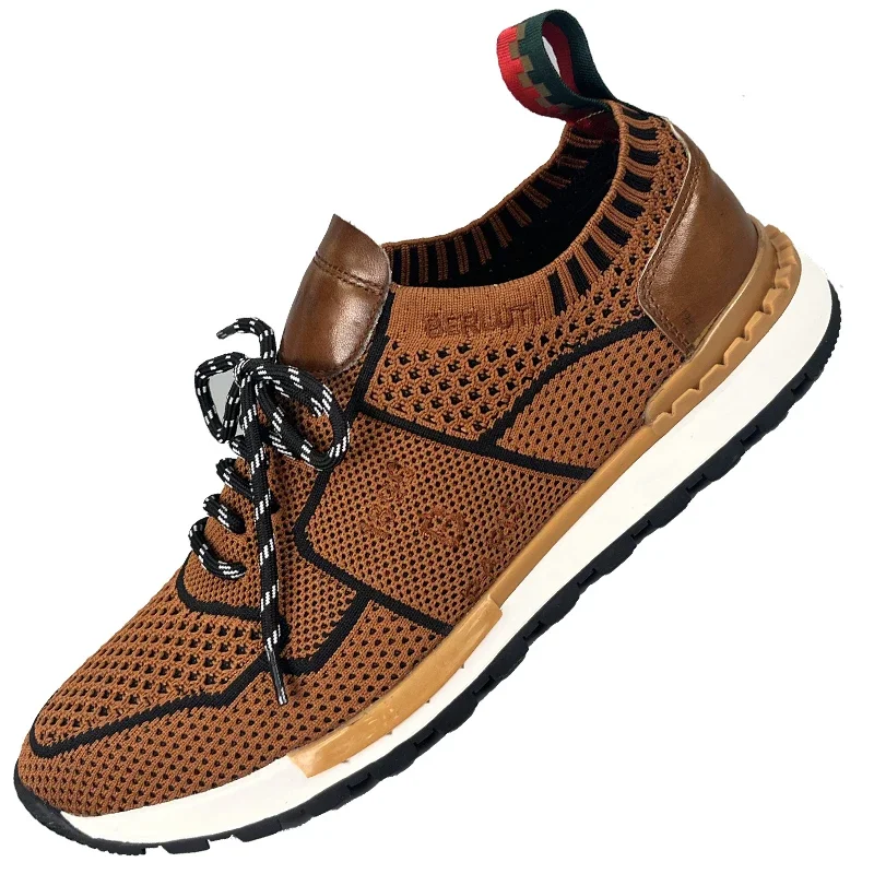 Sneakers Casual men Designer Retro Running Shoes Fashion Genuine Leather Fabric Breathable Height Increased Platform Shoes