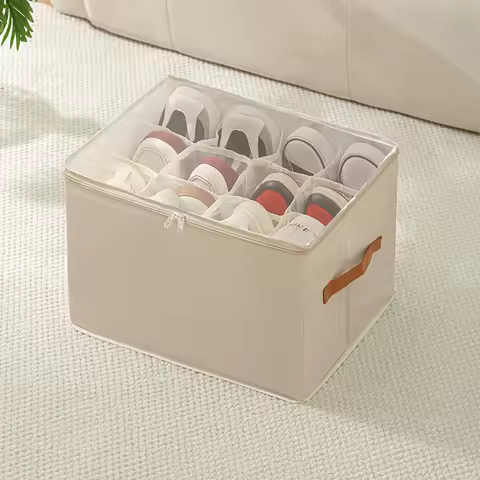 Multifunctional Grid Storage Shoe Box Foldable Shoe Storage Dust-proof shoe organizer Used forWardrobe Sorting and Storing Sock