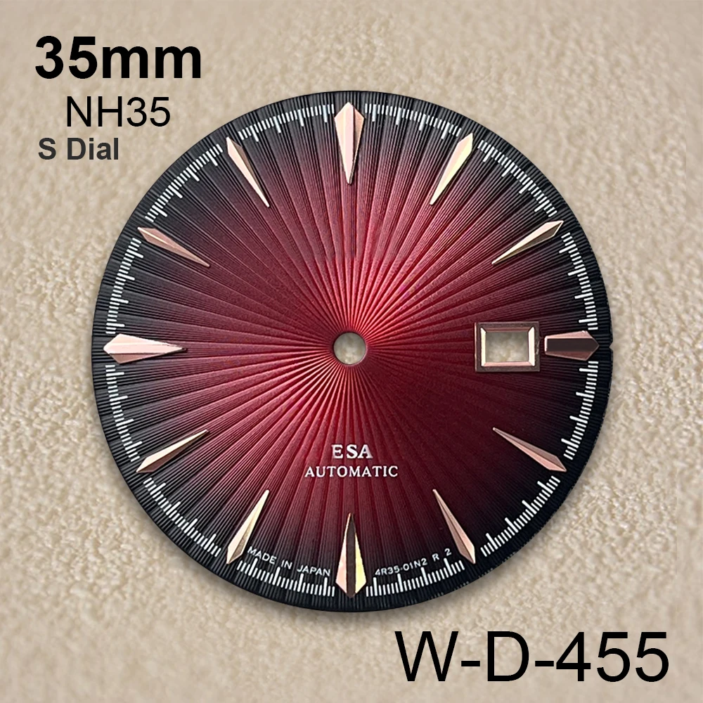 

35mm S Logo Cocktail Dial Fit NH35 Japanese Movement Red High-Quality Dial Watch Modification Accessories