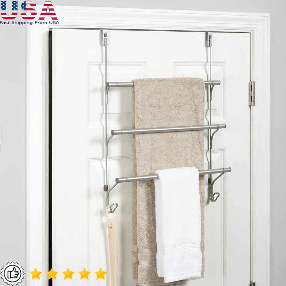 

Наддверная трехъярусная вешалка для полотенец с крючками Компактный дизайн Ванная комната Пральня Установка без инструментов Устойчивость к царапинам