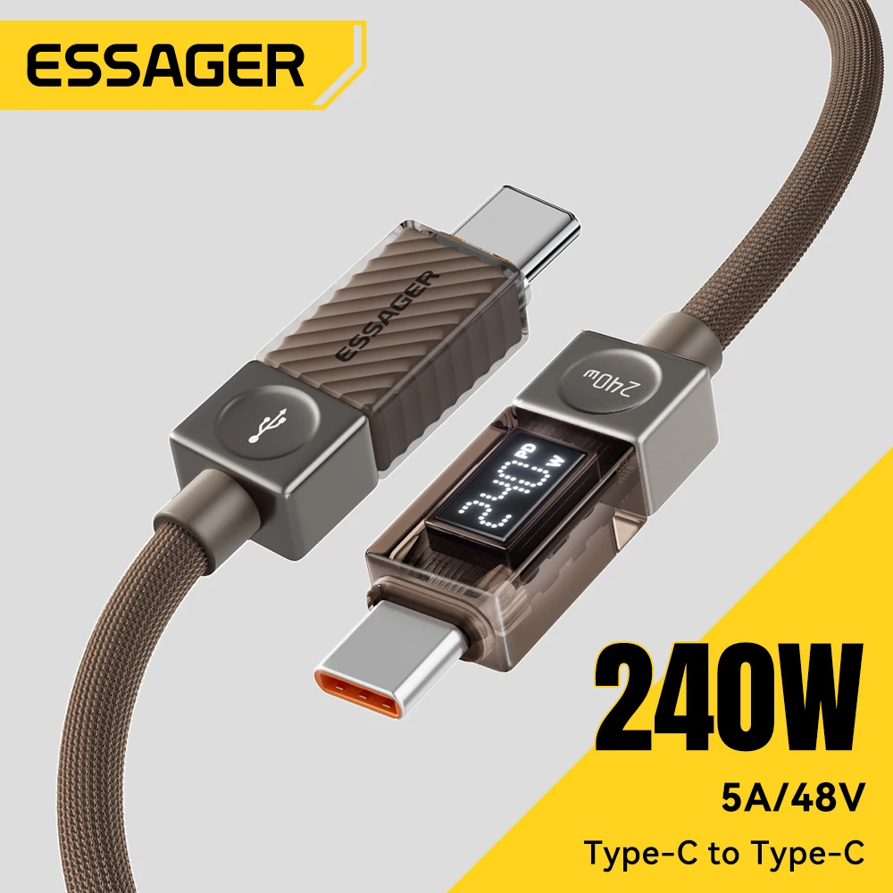 Essager 240W Type C Cable for iPhone 17 16 15 Pro Max Macbook iPad Supercharge Fast Charger Type C Cable for xiaomi Samsung