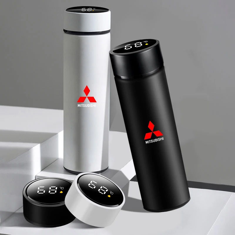 

Новый автомобильный умный термос с дисплеем температуры, кофейная чашка для Mitsubishi Motors, металлическая зеркальная хромированная эмблема