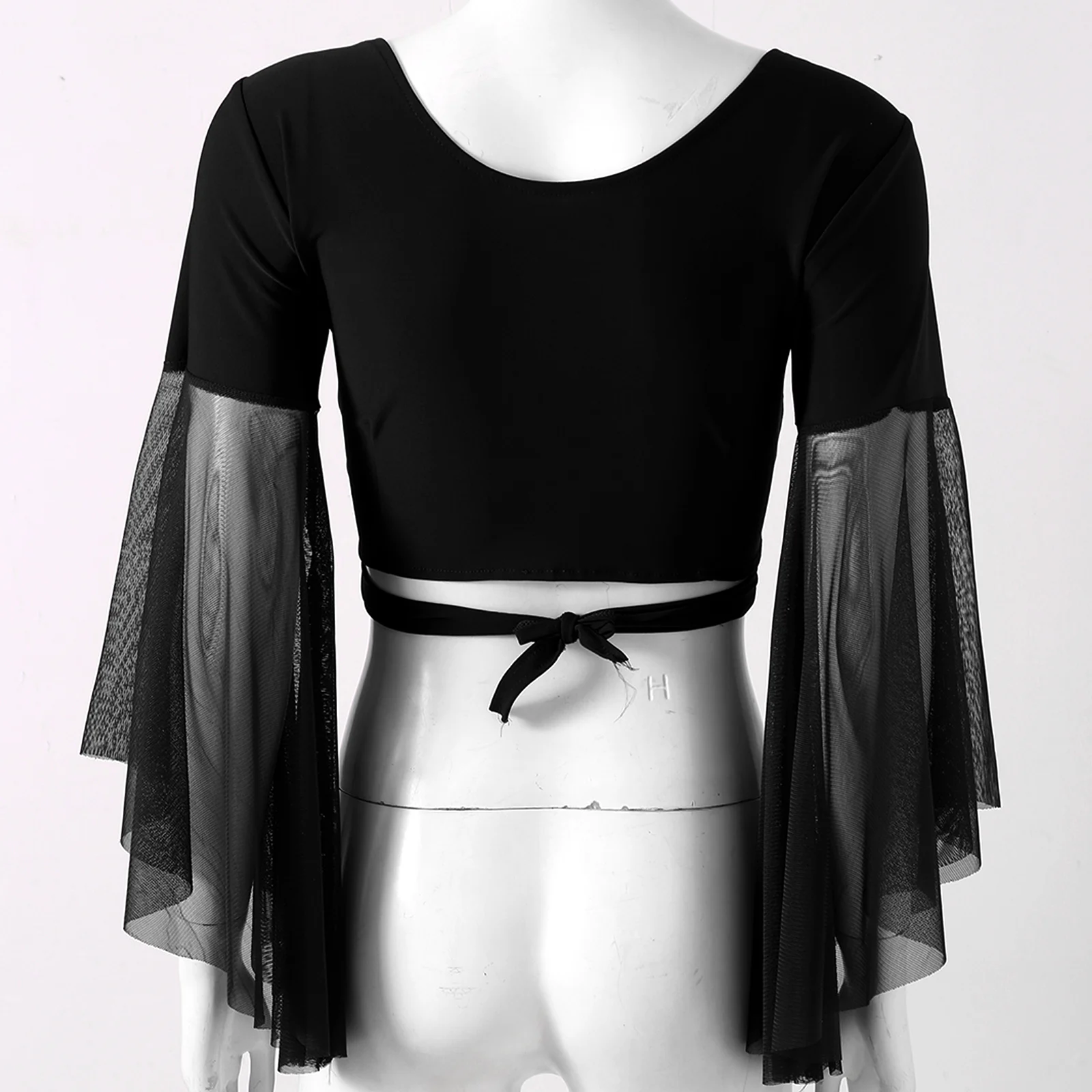 女性のボレロベリーダンス衣装長袖ソリッドカラーカーディガントップスショルダーショートシャツクロップトップラテンバレエダンスシャツ