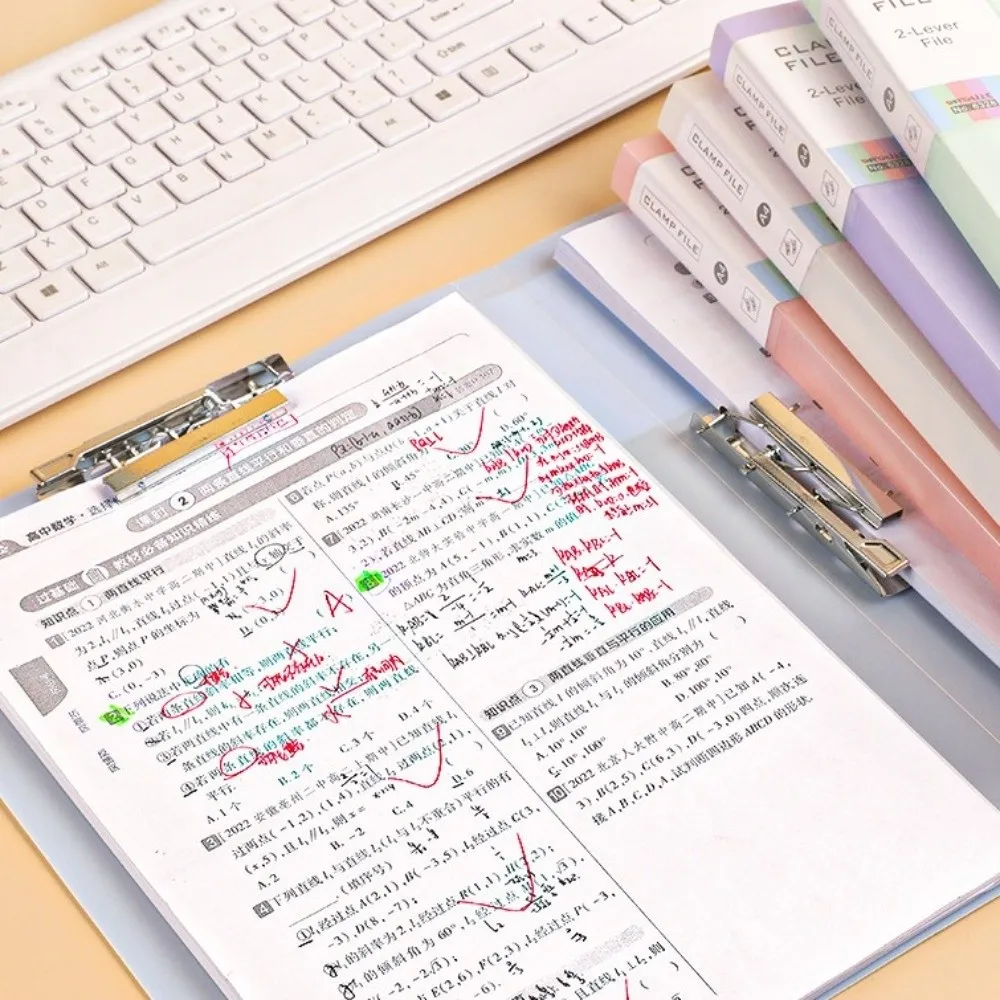 

Transparent File Folders Single Clip Thickened Document Organizer Double Clip Small Fresh Style Exam Paper Organization Folder