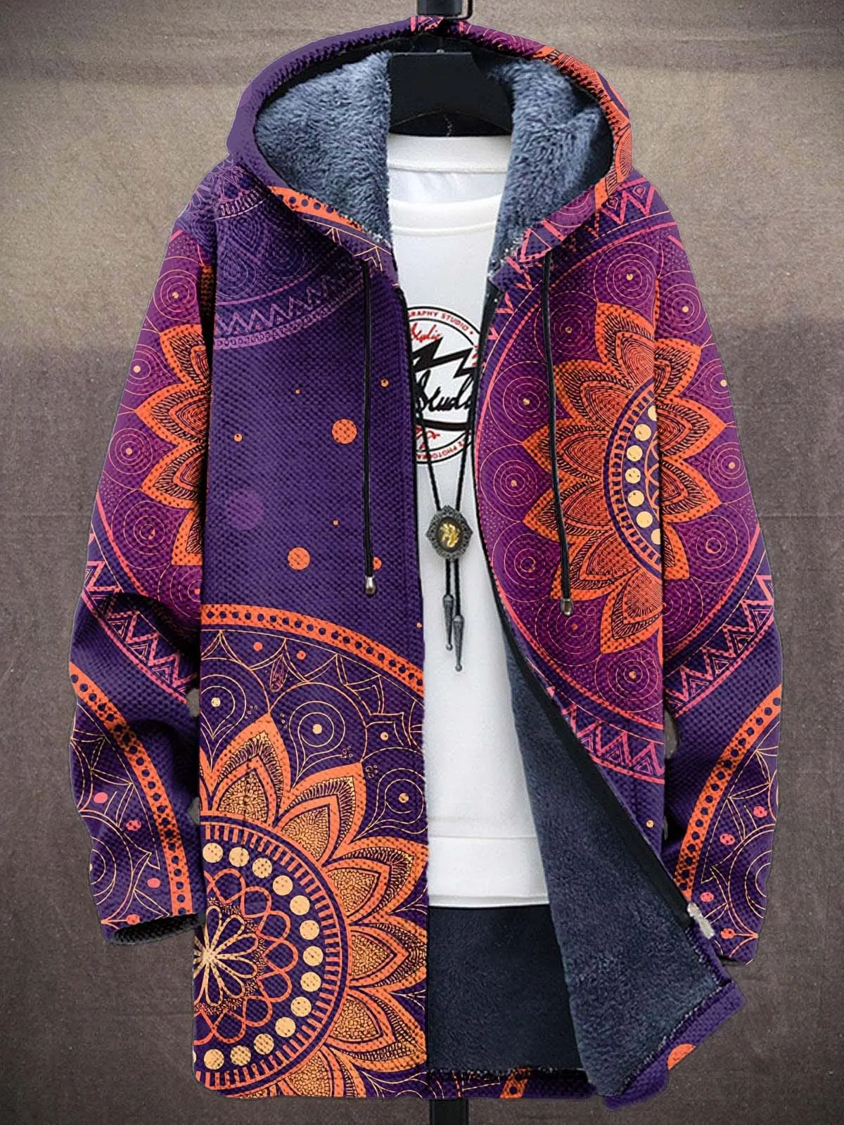 

Унисекс Мандала с цветочным принтом, плюшевый толстый свитер, пальто на молнии, толстовки, пальто на молнии на флисовой подкладке