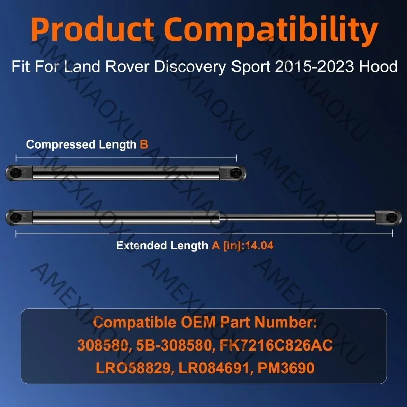 1Pair Car Bonnet Gas Lifts for Land Rover Discovery Sport 2015 - 2020 Front Hood Gas Spring FK7216C826AC LR058829 LR084691 AMEXI