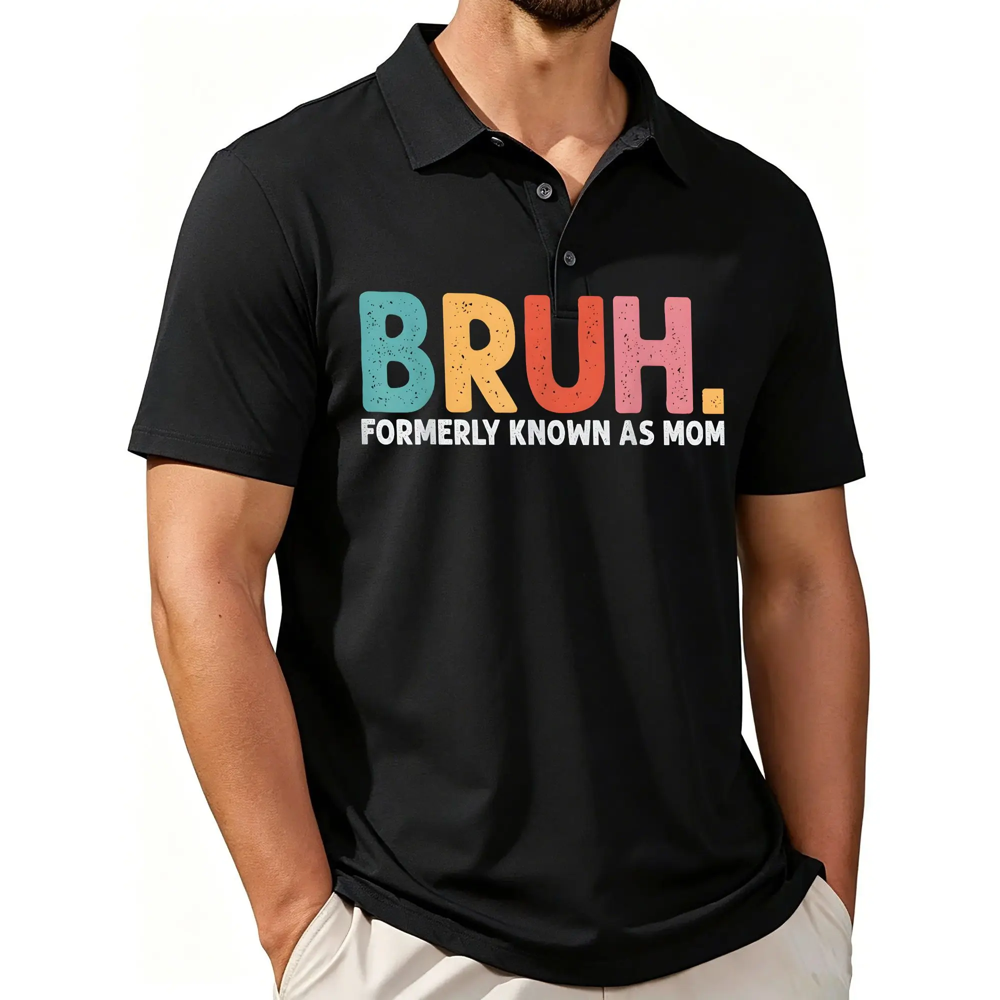 Men's Printed Short-Sleeve Polo Shirt, Funny Nickname for Mom, Perfect for Mother's Day, Stylish and Casual Fit, Breathable Fabric, Suitable for All Seasons.