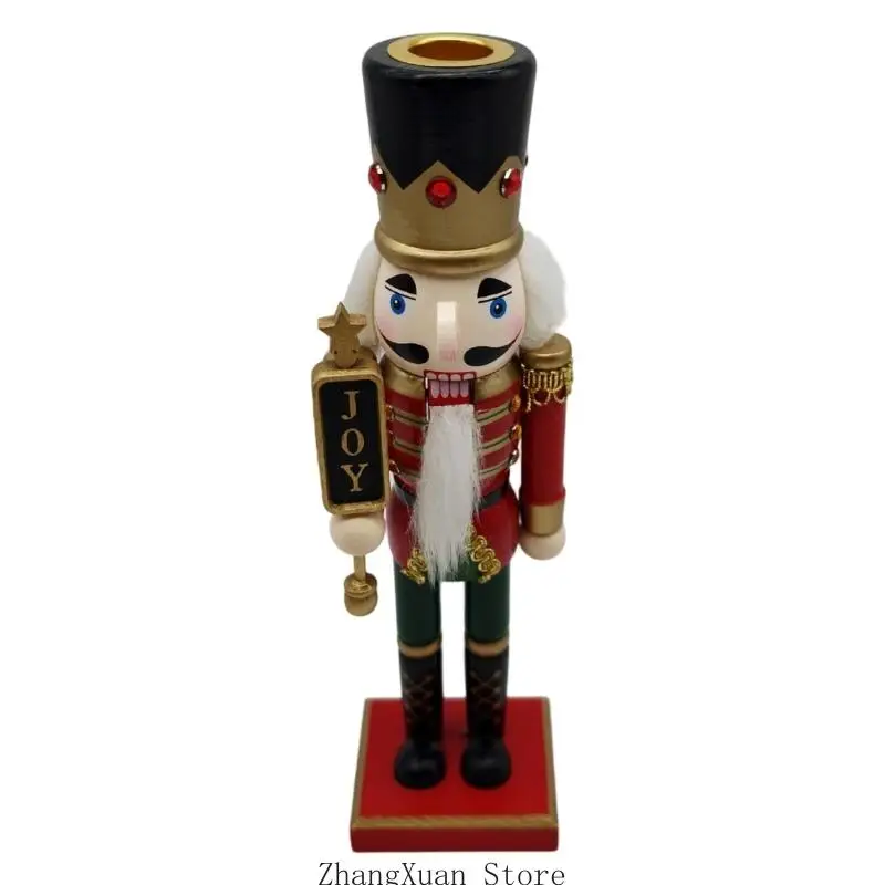 Weihnachts-Nussknacker-Figur, Holzsoldat, Kerzenständer für saisonale Tischdekoration, 3 x – Detail 2