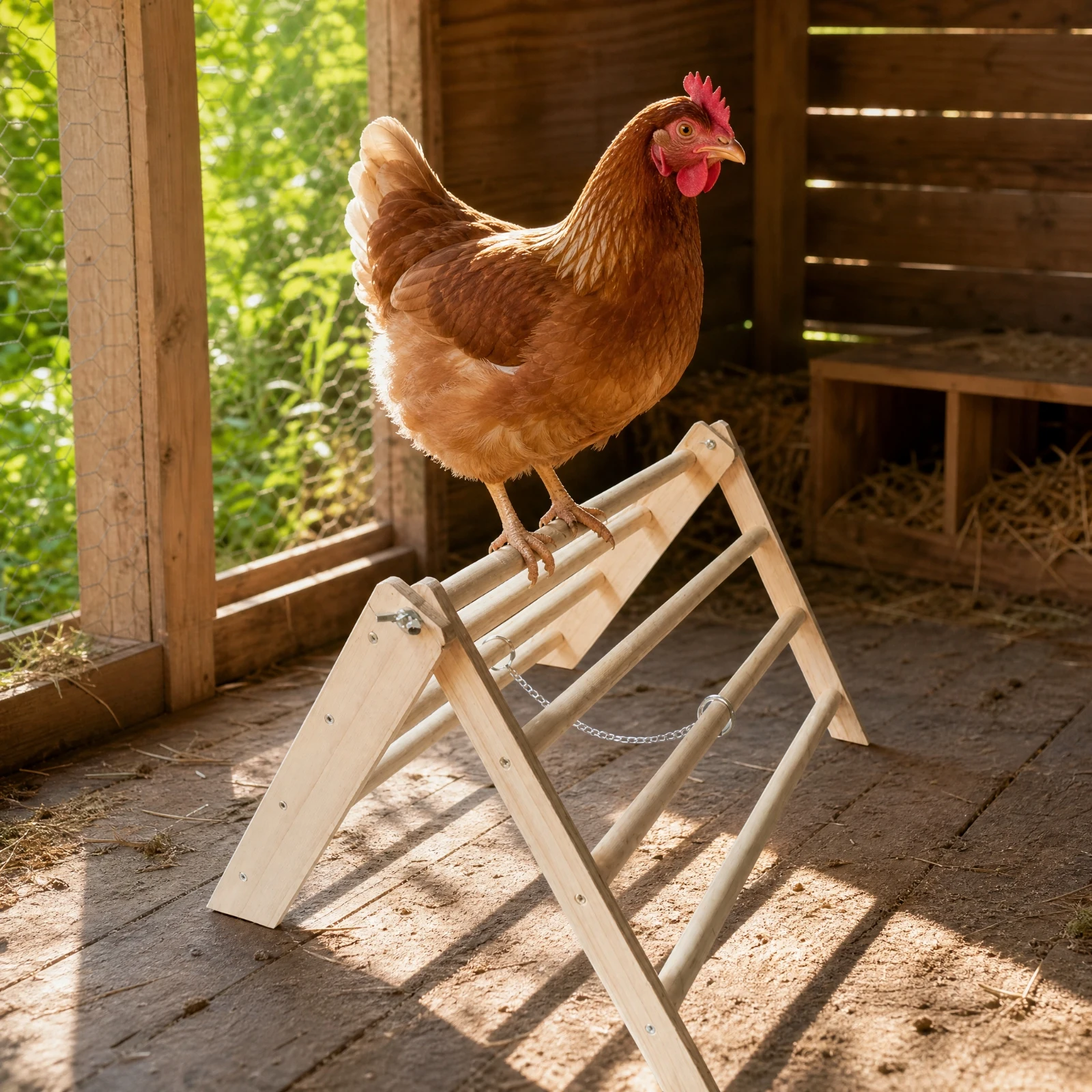 Poultry Equipment Sturdy Fir Wood Chicken Perch Backyard Poultry Perch Natural for Sheltered Outdoor Area, Aviary