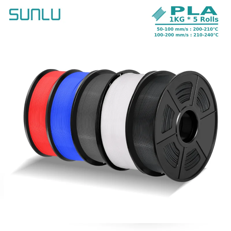 Sunlu-pla Filamento de Impressora 3d sem Bolha Carretel para Materiais de Impressão Fdm 175 mm ± 02 mm 1kg por Rolo Pcs