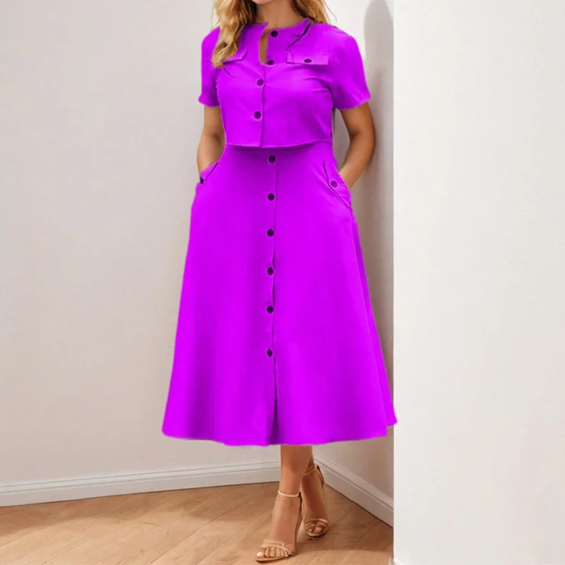 Ele Pure Color Casual ort-top met rok met enkele knoop Opstaande kraag Faionable Set Dameskleding Professionele rok...