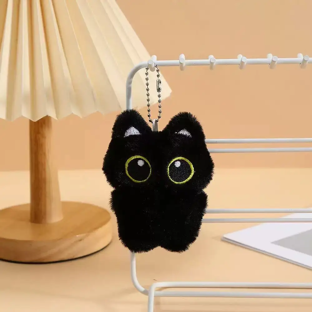 1 unidad de lindo muñeco de gato negro de peluche, llavero, colgante para bolso, accesorios para llavero de coche, regalo de cumpleaños para mujeres, parejas y amigos
