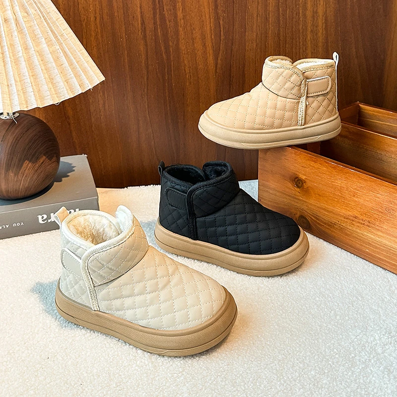 

Детские зимние сапоги, непромокаемые однотонные ботильоны для мальчиков и девочек, универсальные модные зимние ботинки 2025 года, новые детские короткие сапоги с мягкой подошвой