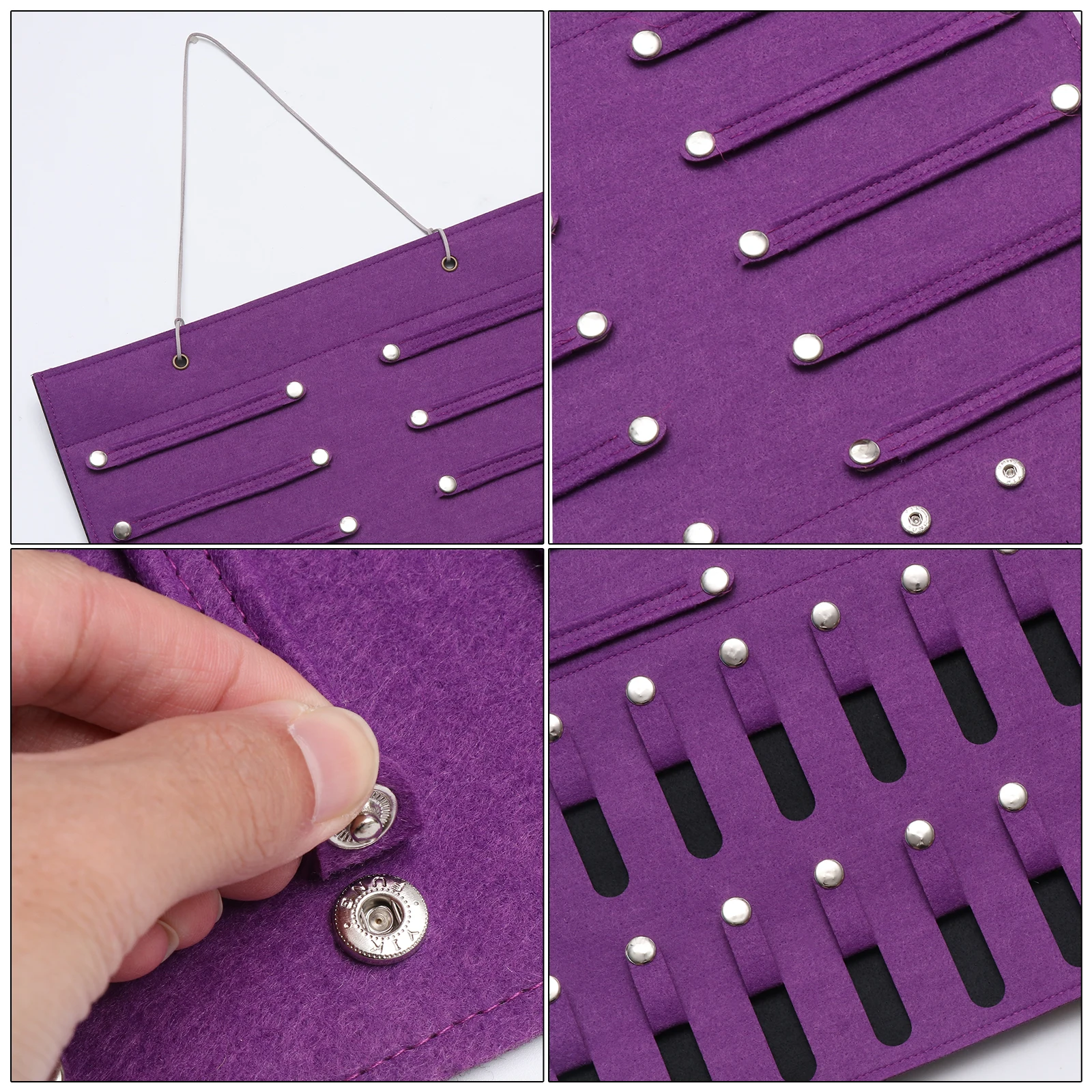 

Hanging Door Jewelry Organizer Earring Storage Bag Headband Hair Accessories Purple