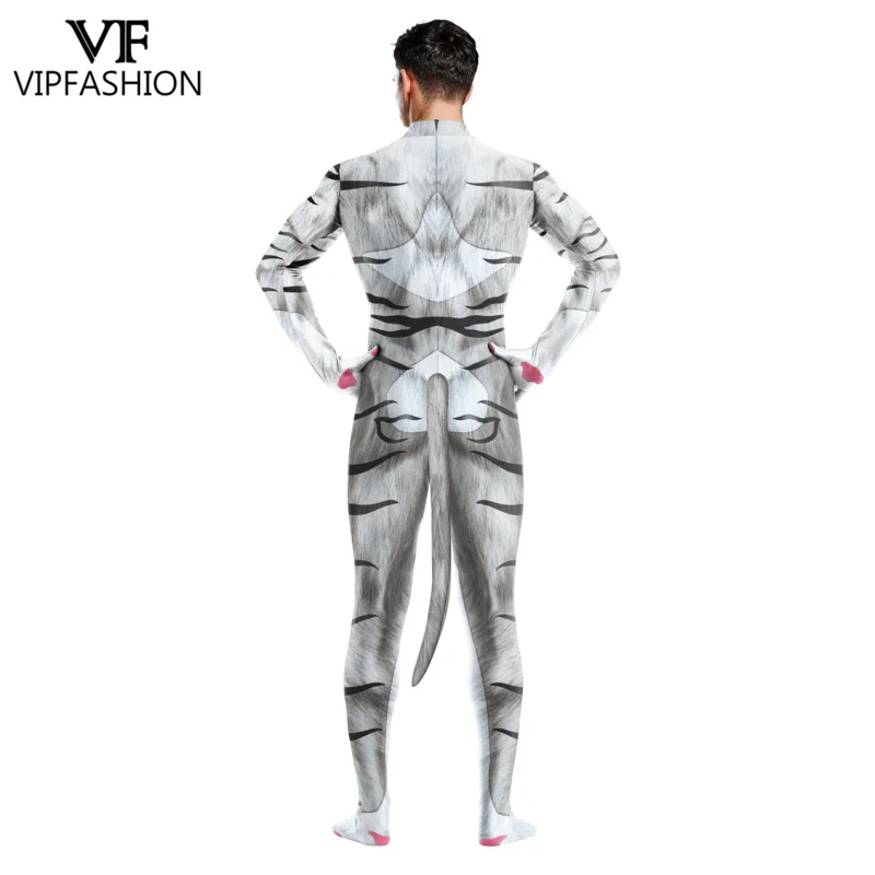 Cão de estimação masculino fantasia cosplay com cauda, zíper virilha com capa completa, bodysuit zentai, festa de Halloween, terno de Natal, moda VIP