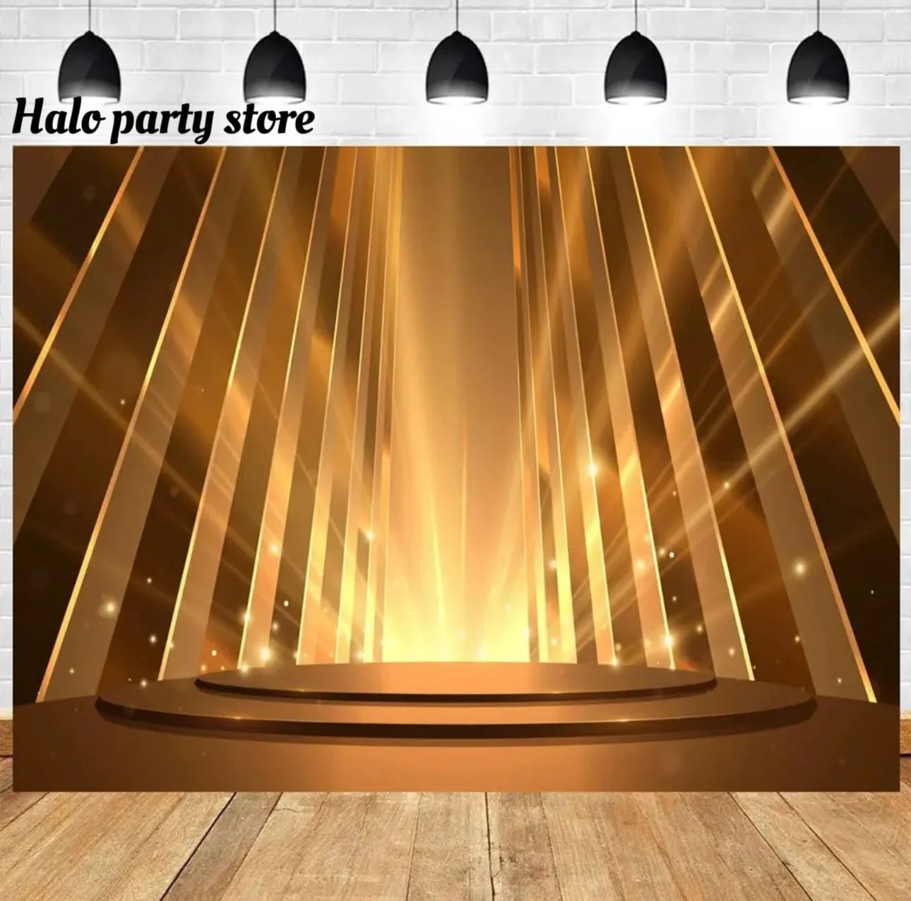 Childrenbirthday party ball background golden glittering stage theme horseracingsparkling star photography background decoration