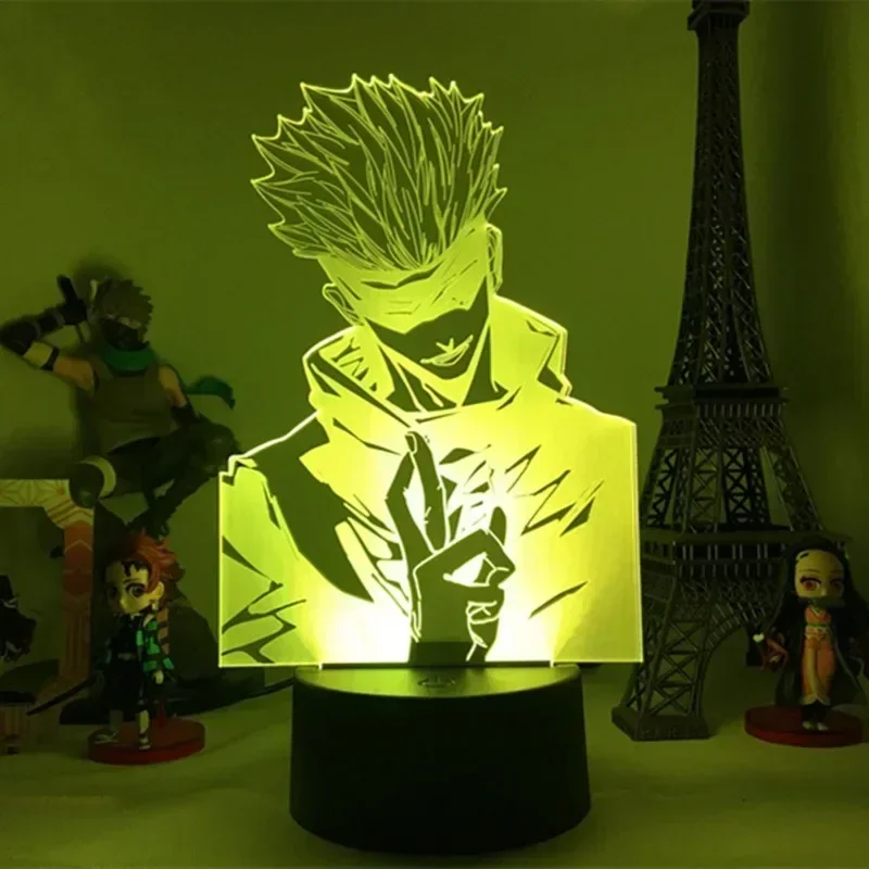 Jujutsu Kaisen Figurki Anime Gojo Satoru 3d Lampa Led Sypialnia Anime Figurka Nocne Światła Manger Avatar Dekoracja Pokoju