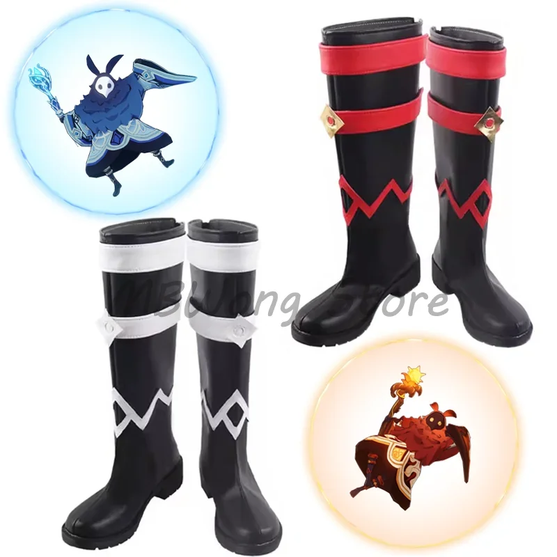 Game Genshin Impact Hydro Pyro Abyss Mage Cosplay Shoes Boots The Abyss Anime Role Play Halloween Carnival Party Outfit Prop