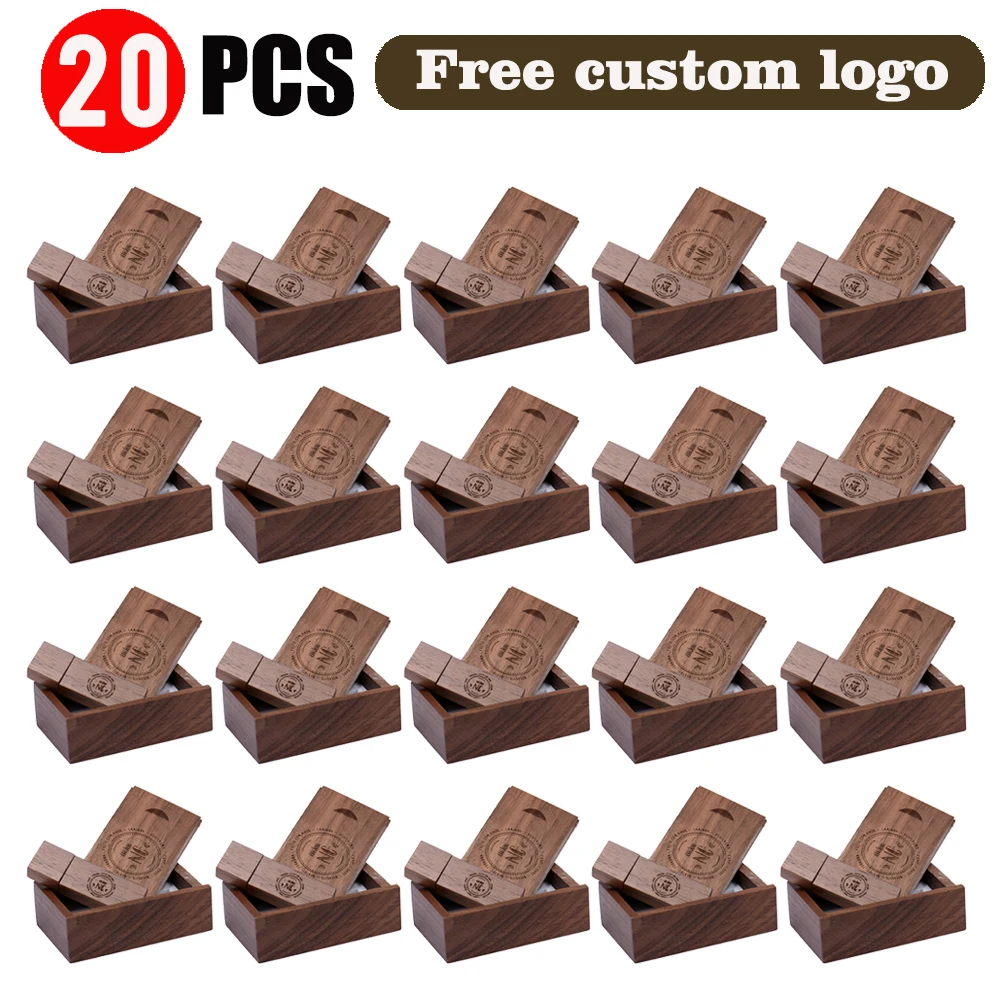 

20PCS Wholesale Free Custom Logo USB Flash Drive 128GB Wooden Pen Drive 64GB Creative Gift Memory Stick 32GB Flash Disk 16GB 8GB