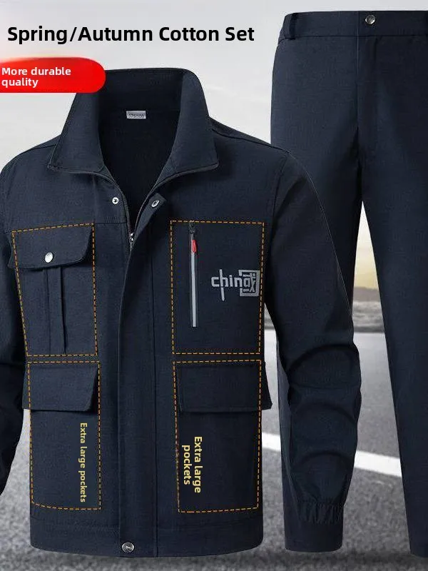 

Новый весенний мужской рабочий костюм из чистого хлопка с защитой от перегрева, дышащий, износостойкий, для сварки и авторемонта