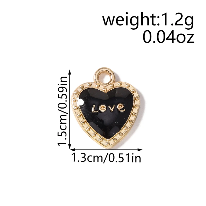 10 Stück, 13 x 15 mm, niedliche Emaille-Anhänger in Herzform zum Basteln von Ohrhängern, Halsketten, Armbändern, für DIY-Bastelarbeiten und als Schmuckzubehör. – Detail 1