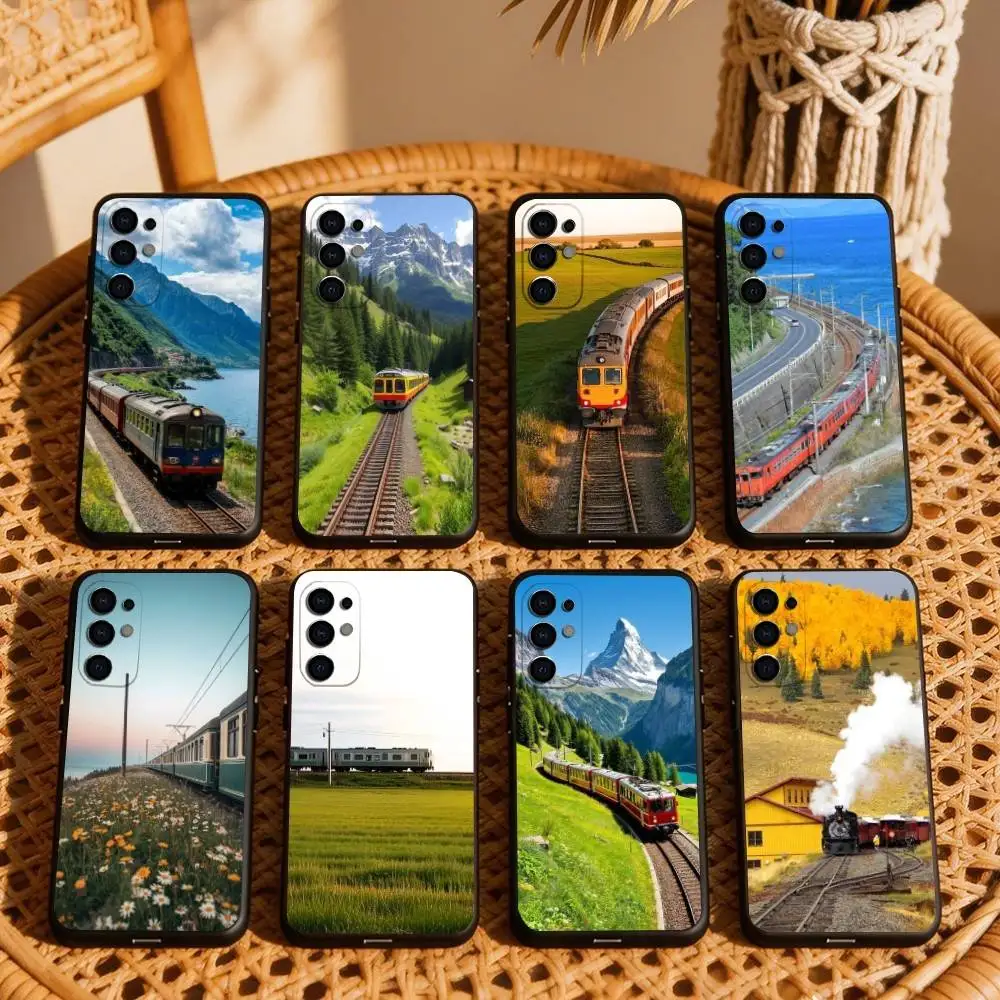 Fashion Landscape Railway  Phone Case For Samsung S25,S24,S21,S22,S23,S30,Ultra,S20,Plus,Fe,Soft Silicone Black Cover