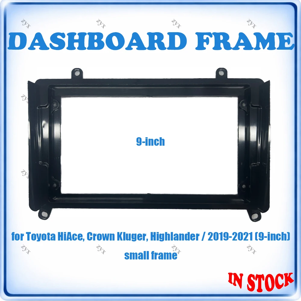 Car Radio Small Fascia Frame For Toyota HiAce Crown Kluger Highlander 2019-2021 9 inch With Canbus & Wiring Harness Plug & Play