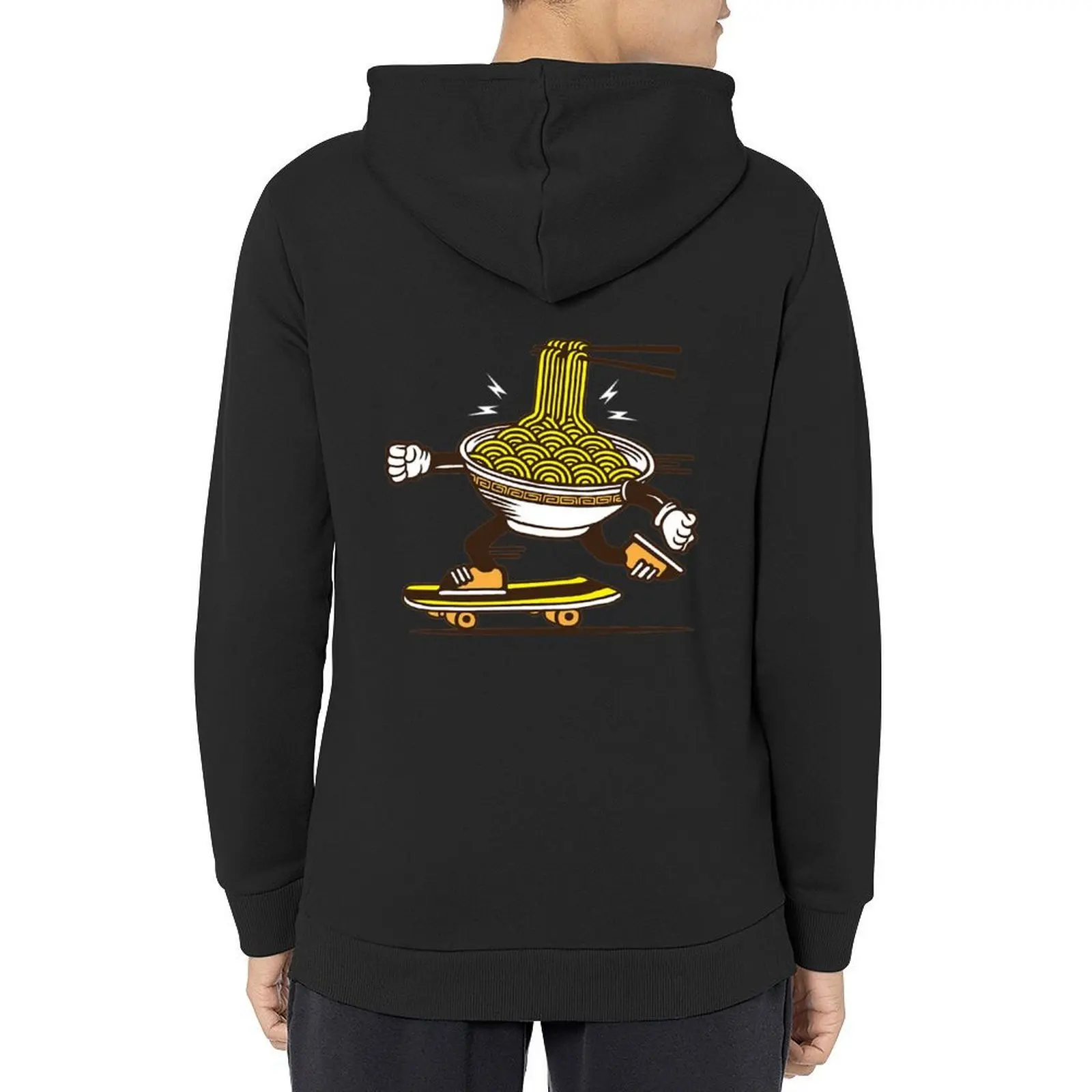 R ame nn noodle bo wl ch aract er sk ateboarding هوديي ملابس الخريف الملابس الكورية الملابس للرجال أزياء الرجال هوديي الرسم