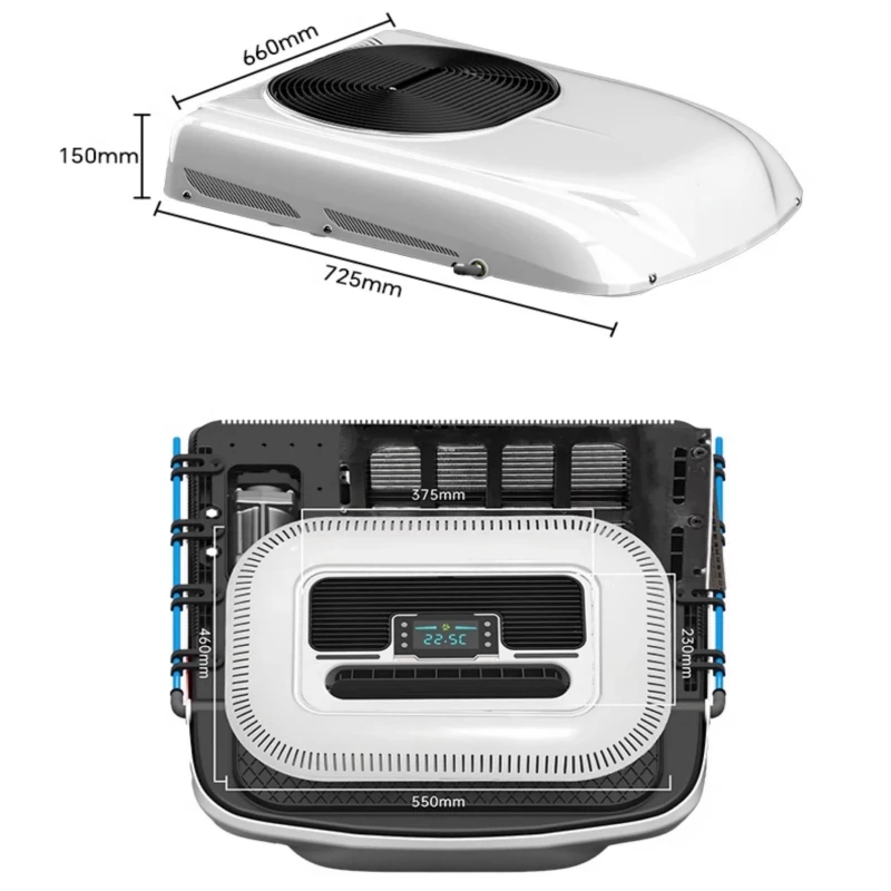 All-In-One 24V RV 12V Variable Frequency Vehicle Refrigeration Special Roof-Mounted Parking Air Conditioner for Light