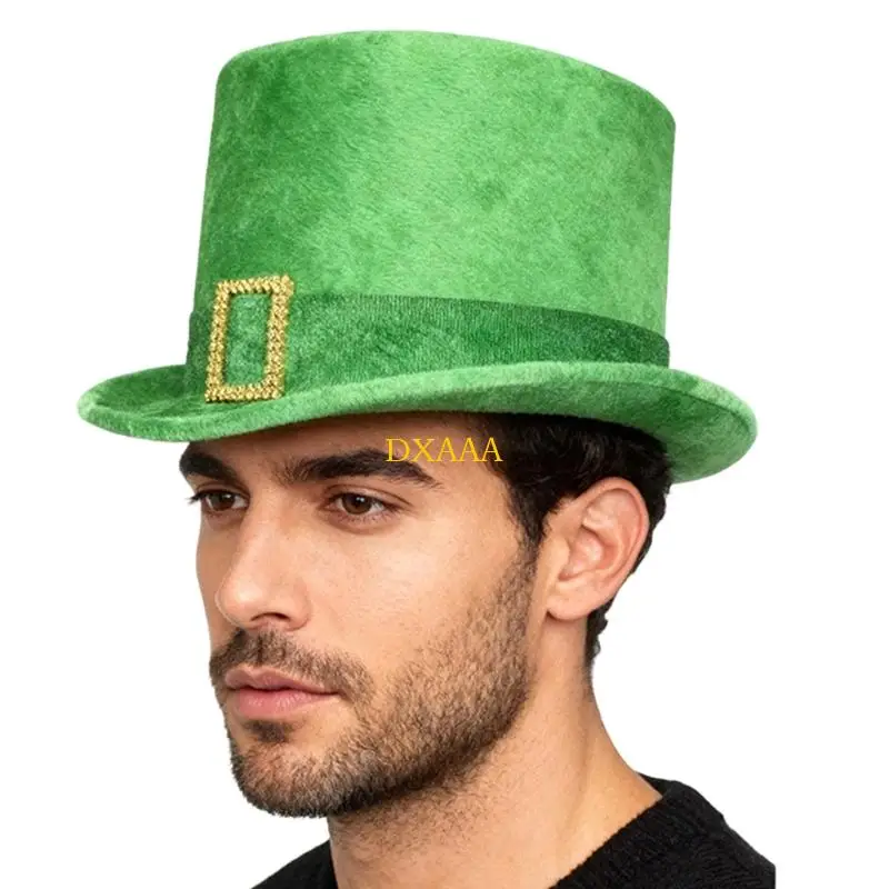 DXAA Cappello a cilindro verde Cosplay Cappello Homburg per uomo Donna Puntelli da indossare per le vacanze irlandesi