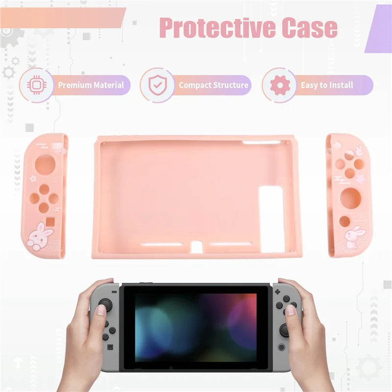 غلاف قابل للإرساء للتبديل 2 وحدة التحكم Kawaii تصميم الرسوم المتحركة حافظة واقية للتبديل 2