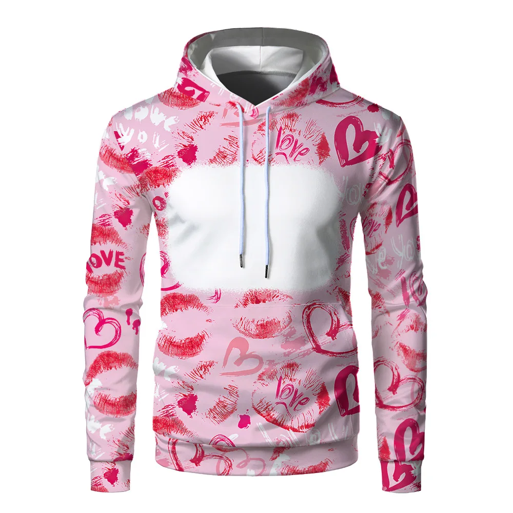 

Sublimation Blank Hoodies Couple Clothes Pullover Tee Tops Long Sleeved For DIY Logo Image Creative Valentine's Day Gift