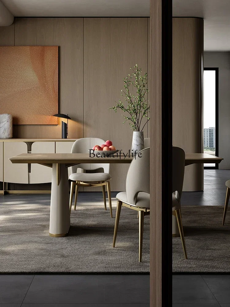 FG17Selenson Light Luxury Ash Rectangular Dining Table Italian South American Walnut Dining Table