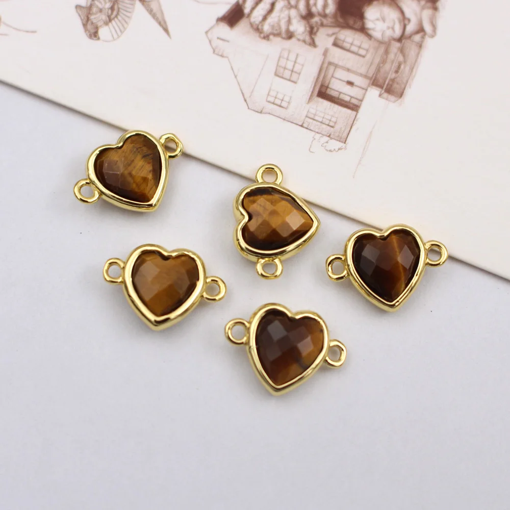 

6 шт. 10x14 мм DIY ювелирные аксессуары граненое сердце в форме бирюзового лабрадорита, подвесные соединители