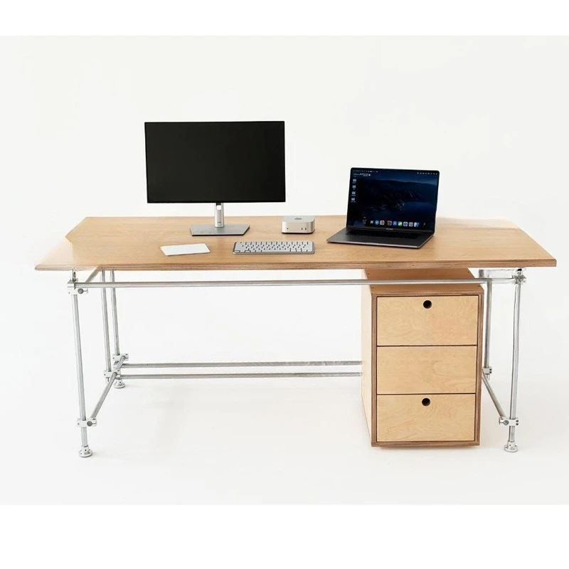 Ocean board birch computer desk stainless steel optical axis desktop computer desk rectangular single workbench
