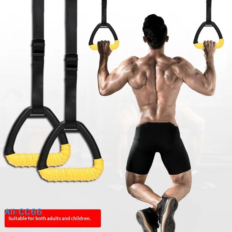 【C】Gym Ring Buckles With Adjustable Straps Pull Up Handle Rings Multi-Function Strength Training Equipment For Physical Training