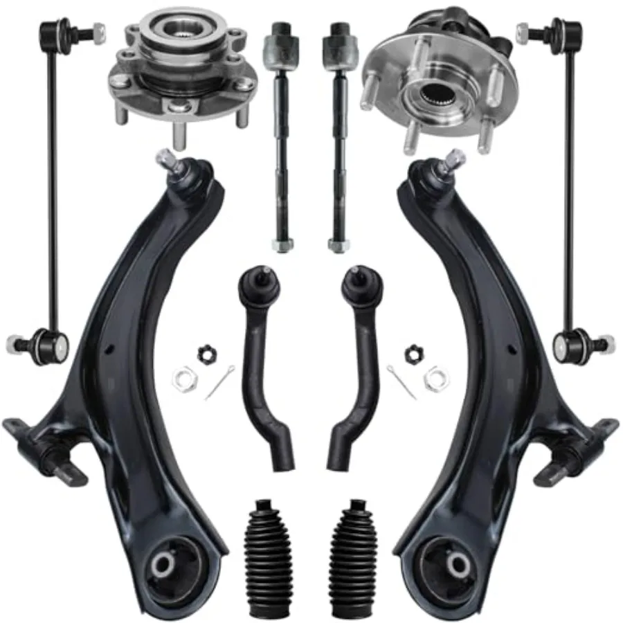 

Ось Detroit - комплект передней подвески из 12 шт. для Nissan Rogue 2014-2015 Rogue Select 2008-2013 гг., 2 ступицы подшипника колеса 2 нижнего кон