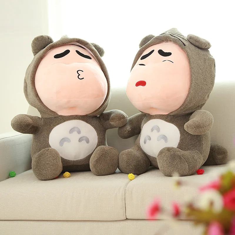New Crayon Shin Chan Plush Doll Cos Totoro 3 Expressions Soft Stuffed Toy Cute Cartoon Throw Pillow Decor Birthday Gift for Kids