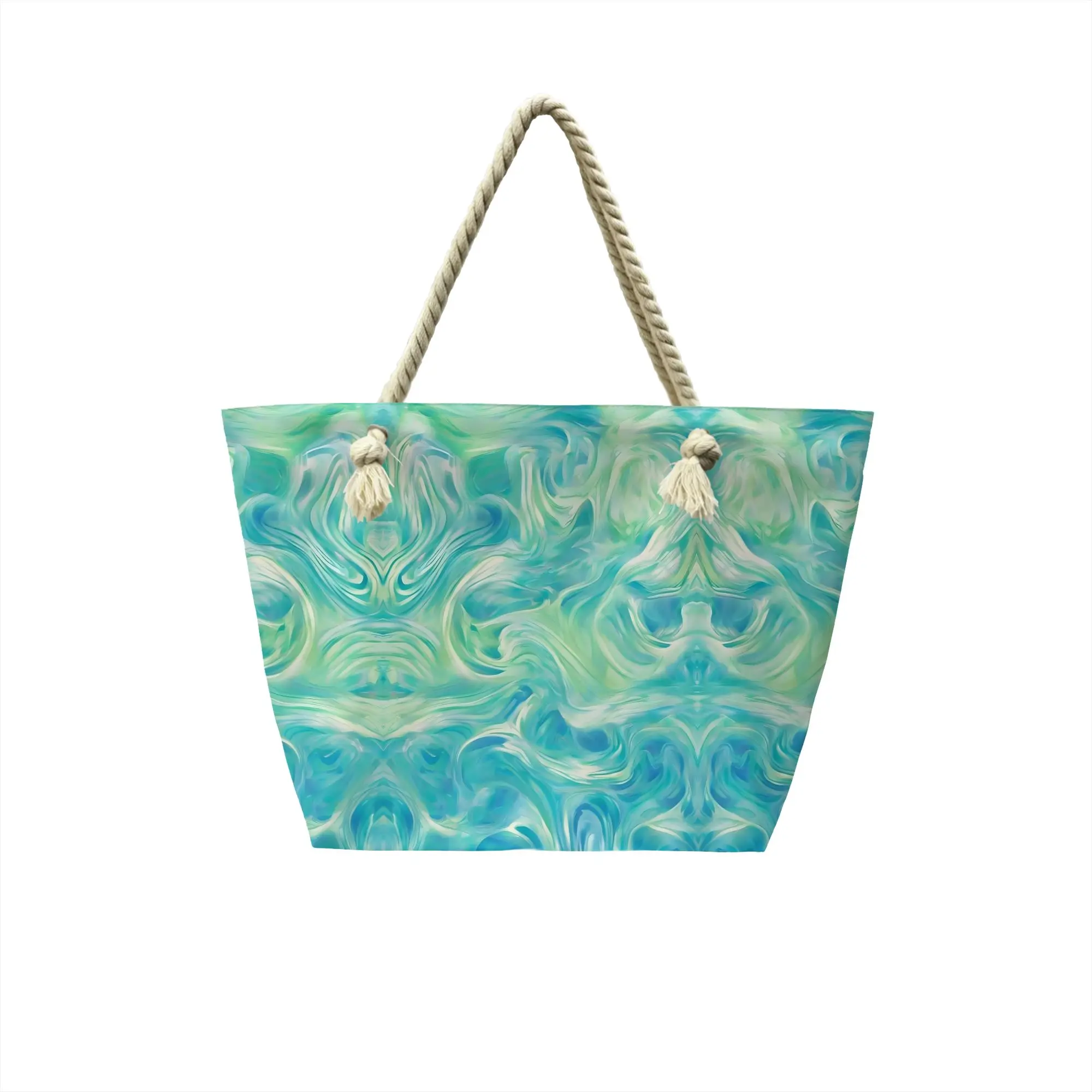Green Tie Dye Grocery Shopping Bag Printing Canvas Shopper Tote Shoulder Bags Large Capacity Washable Abstract Wallpaper Handbag